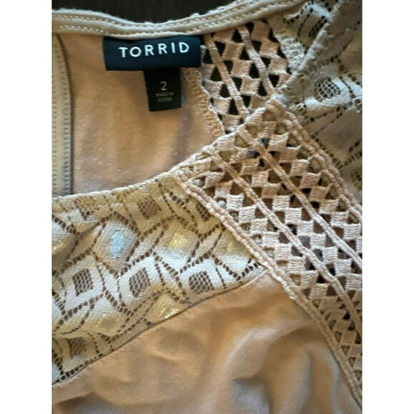 Torrid Lace Yoke Blush Pink Stretch Polyester Blend Maxi Dress Size 2X - Picture 4 of 7